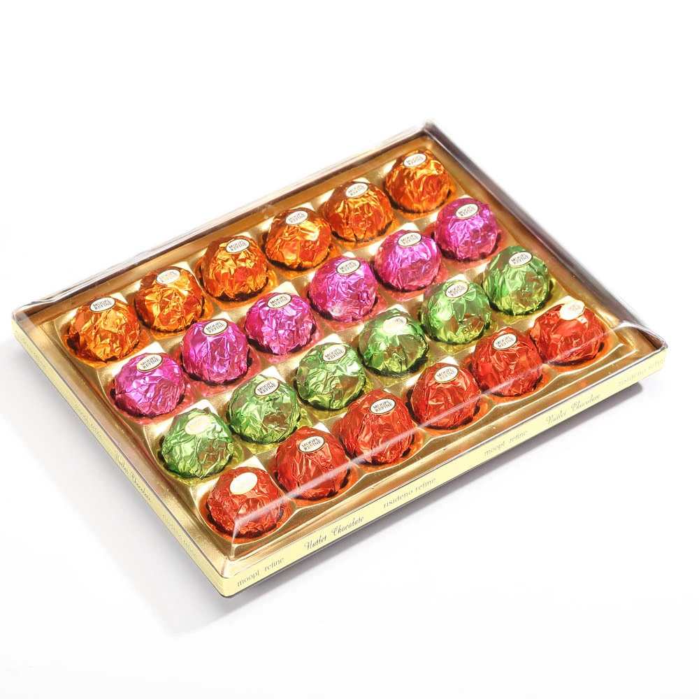 Colored hazelnut wafer chocolate